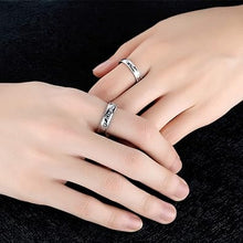 Load image into Gallery viewer, Couple Ring Stainless Steel Inlaid Zircon Carving Her King His Queen Crown Silver Rings Comfort Fit