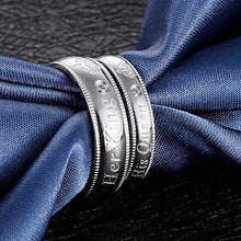 Load image into Gallery viewer, Couple Ring Stainless Steel Inlaid Zircon Carving Her King His Queen Crown Silver Rings Comfort Fit