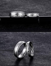 Load image into Gallery viewer, Couple Ring Stainless Steel Inlaid Zircon Carving Her King His Queen Crown Silver Rings Comfort Fit