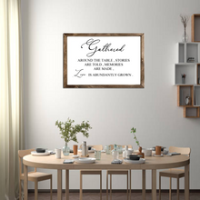 Load image into Gallery viewer, Gathered Around the Table Dining Room Sign