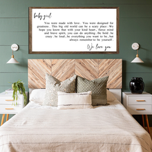 Load image into Gallery viewer, Baby girl we love you - girls nursery sign - baby room decor