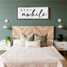 Load image into Gallery viewer, Stay Awhile Wood Framed Wall Sign