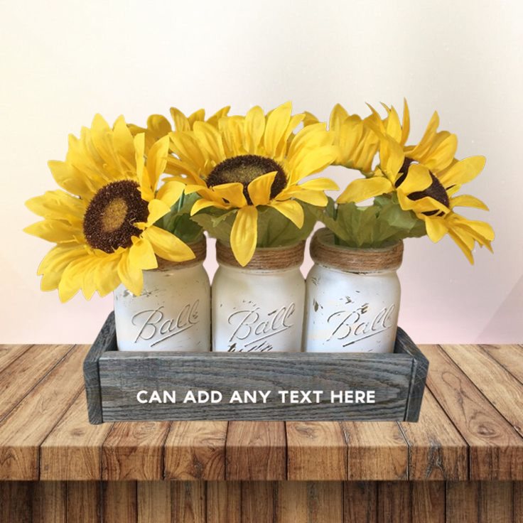 Adult Sunflower Mason Jar Wood Paint & Sip Class Aug 16th 6pm-9pm