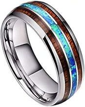 Load image into Gallery viewer, Stainless Steel Comfort Fit Wood and Abalone Shell Inlaid band
