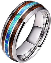 Load image into Gallery viewer, Stainless Steel Comfort Fit Wood and Abalone Shell Inlaid band
