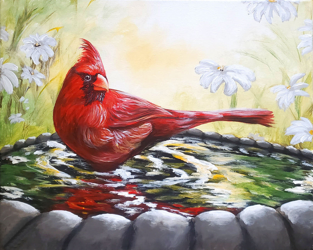 Adult Cardinal Bird Bath Paint & Sip Event July 18th 6pm-8pm