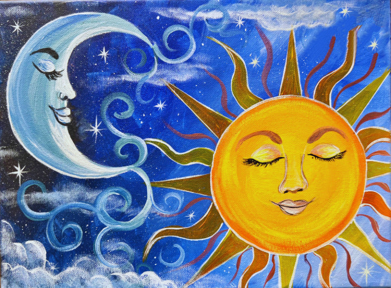 Adult Celestial Sun & Moon Paint & Sip March 28th 6pm-9pm