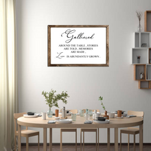 Load image into Gallery viewer, Gathered Around the Table Dining Room Sign
