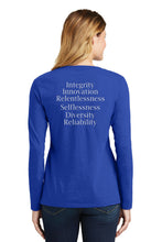 Load image into Gallery viewer, Ladie&#39;s V-neck Royal Blue Long  Sleeve InsuraTec T-shirt
