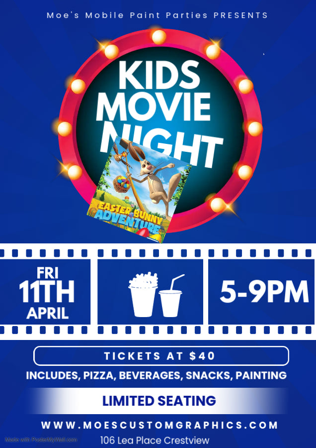 Kids Movie Night & Bunny Painting April 11th 5pm-9pm