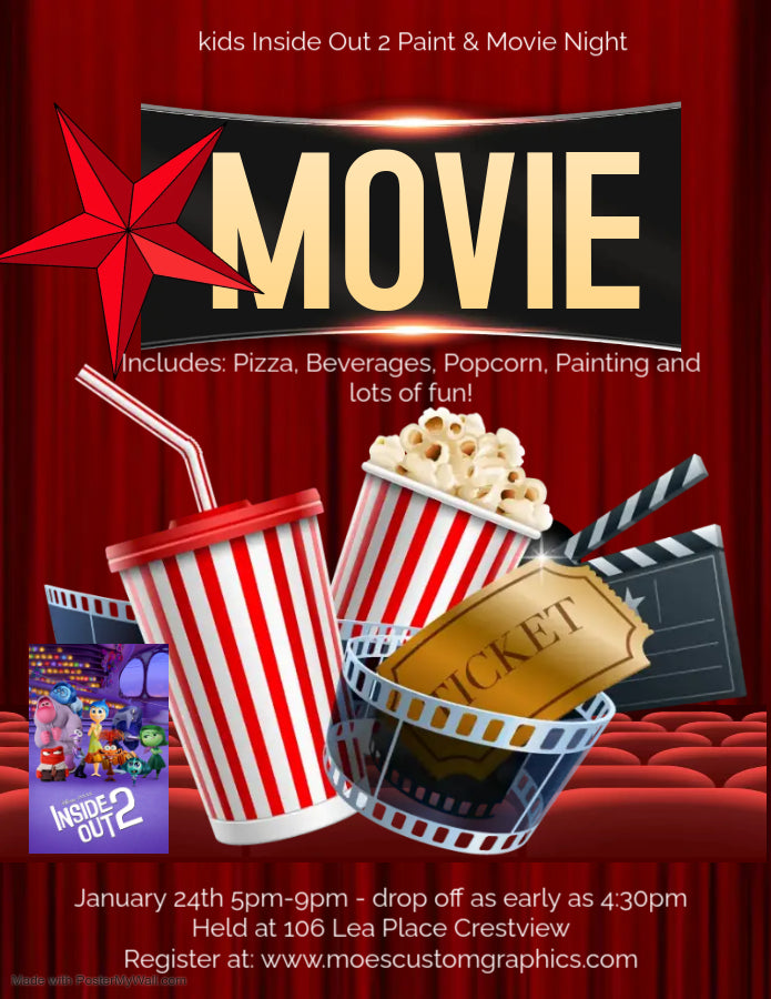 kids Inside Out 2 Paint & Movie Night Jan 24th 5pm-9pm