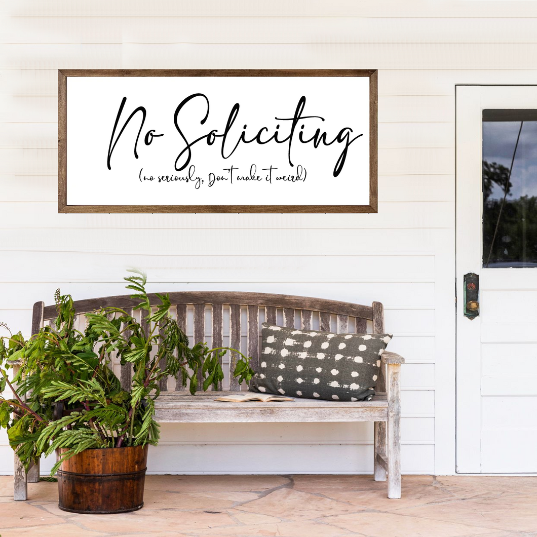 No Soliciting Wood Framed Sign