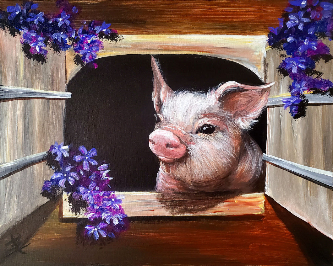 Adult PERIWINKLE PIG Paint & Sip Event Sept 20th 6pm-8pm