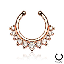 Load image into Gallery viewer, Gold Plated Single Line with Multi Gems 5/16&quot; Hoop Non-Piercing Septum Hanger
