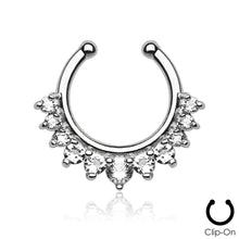 Load image into Gallery viewer, Gold Plated Single Line with Multi Gems 5/16&quot; Hoop Non-Piercing Septum Hanger
