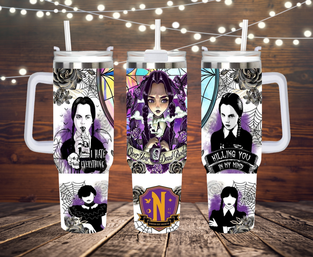 Wednesday 40oz Tumbler, Spooky Tumbler, Stainless Steel