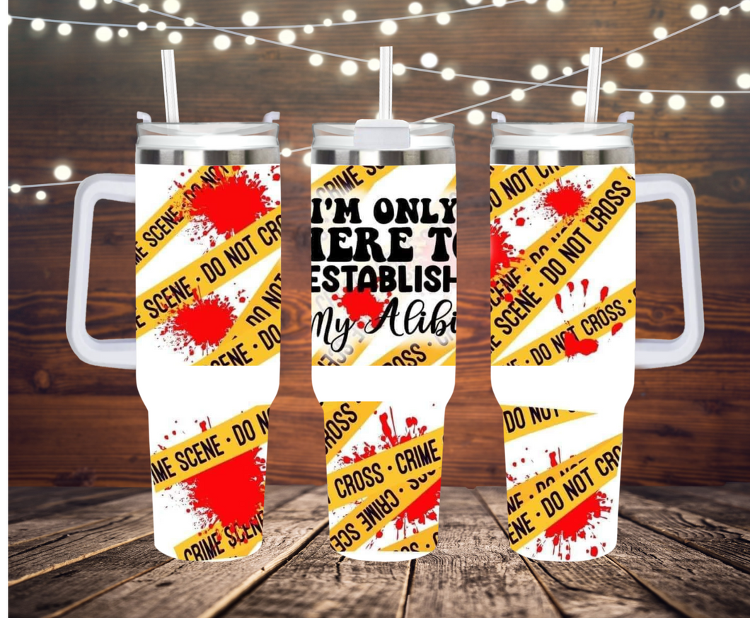 Crime Scene 40oz Tumbler, Spooky Tumbler, Stainless Steel