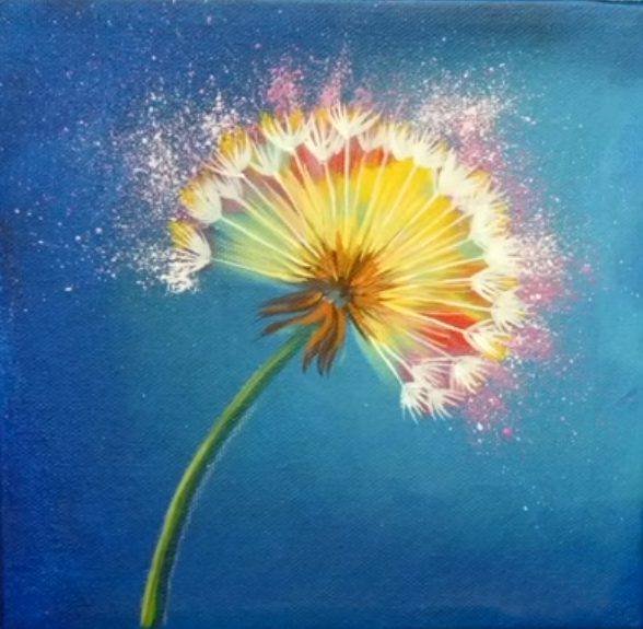 Adult Colorful Dandelion Fluff Paint & Sip Event June 28th 6pm-8pm