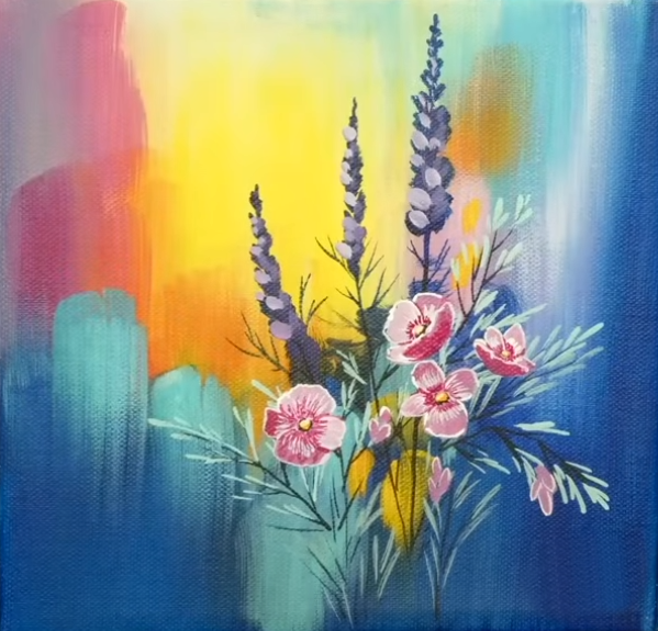 Adult Abstract Floral Paint & Sip June 27th 6pm -8pm