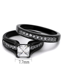 Load image into Gallery viewer, Stainless Steel IP Black (Ion Plating) Two-Tone Ring with AAA Grade CZ Wedding Set
