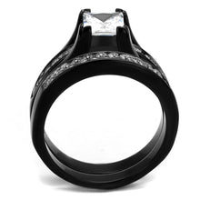 Load image into Gallery viewer, Stainless Steel IP Black (Ion Plating) Two-Tone Ring with AAA Grade CZ Wedding Set
