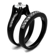 Load image into Gallery viewer, Stainless Steel IP Black (Ion Plating) Two-Tone Ring with AAA Grade CZ Wedding Set
