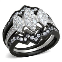 Load image into Gallery viewer, Stainless Steel Two-Tone IP Black (Ion Plating) Stainless Steel Ring with AAA Grade CZ
