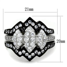 Load image into Gallery viewer, Stainless Steel Two-Tone IP Black (Ion Plating) Stainless Steel Ring with AAA Grade CZ
