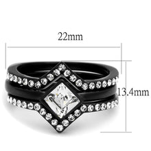 Load image into Gallery viewer, Stainless Steel IP Black(Ion Plating) Ring with Top Grade Crystal
