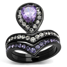 Load image into Gallery viewer, Stainless Steel IP Black (Ion Plating) Ring with AAA Grade CZ in Amethyst
