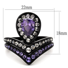 Load image into Gallery viewer, Stainless Steel IP Black (Ion Plating) Ring with AAA Grade CZ in Amethyst
