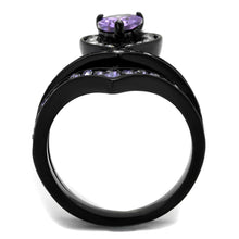 Load image into Gallery viewer, Stainless Steel IP Black (Ion Plating) Ring with AAA Grade CZ in Amethyst
