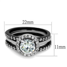 Load image into Gallery viewer, Stainless Steel Two-tome IP Black AAA Grade CZ Ring
