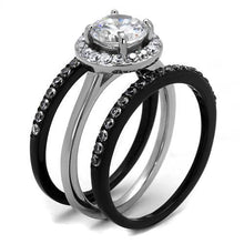 Load image into Gallery viewer, Stainless Steel Two-tome IP Black AAA Grade CZ Ring
