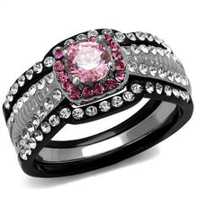 Load image into Gallery viewer, Stainless Steel Two-Tone IP Black (Ion Plating) Ring with AAA Grade CZ in Light Rose
