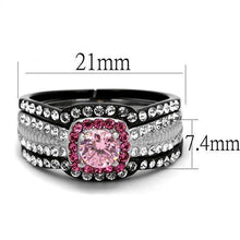 Load image into Gallery viewer, Stainless Steel Two-Tone IP Black (Ion Plating) Ring with AAA Grade CZ in Light Rose
