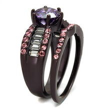 Load image into Gallery viewer, Stainless Steel IP Dark Brown (IP coffee) Ring with AAA Grade CZ in Amethyst
