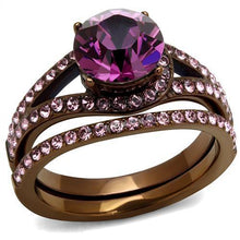 Load image into Gallery viewer, Stainless Steel IP Coffee light Ring with Top Grade Crystal in Amethyst
