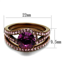 Load image into Gallery viewer, Stainless Steel IP Coffee light Ring with Top Grade Crystal in Amethyst
