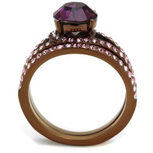 Load image into Gallery viewer, Stainless Steel IP Coffee light Ring with Top Grade Crystal in Amethyst
