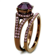 Load image into Gallery viewer, Stainless Steel IP Coffee light Ring with Top Grade Crystal in Amethyst
