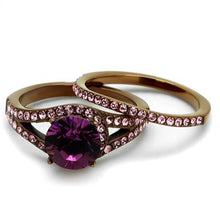 Load image into Gallery viewer, Stainless Steel IP Coffee light Ring with Top Grade Crystal in Amethyst
