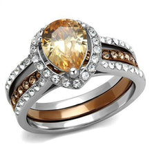 Load image into Gallery viewer, Stainless Steel Two Tone IP Light Brown (IP Light coffee) Ring with AAA Grade CZ in Champagne
