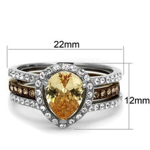 Load image into Gallery viewer, Stainless Steel Two Tone IP Light Brown (IP Light coffee) Ring with AAA Grade CZ in Champagne
