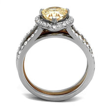 Load image into Gallery viewer, Stainless Steel Two Tone IP Light Brown (IP Light coffee) Ring with AAA Grade CZ in Champagne
