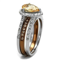 Load image into Gallery viewer, Stainless Steel Two Tone IP Light Brown (IP Light coffee) Ring with AAA Grade CZ in Champagne
