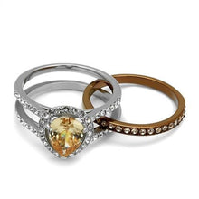 Load image into Gallery viewer, Stainless Steel Two Tone IP Light Brown (IP Light coffee) Ring with AAA Grade CZ in Champagne
