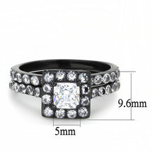 Load image into Gallery viewer, Stainless Steel IP Light Black (IP Gun) Ring with AAA Grade CZ
