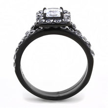 Load image into Gallery viewer, Stainless Steel IP Light Black (IP Gun) Ring with AAA Grade CZ
