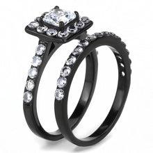 Load image into Gallery viewer, Stainless Steel IP Light Black (IP Gun) Ring with AAA Grade CZ
